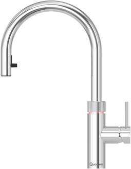 Quooker Flex Round Keukenkraan - Kokend - Warm & Koud Water - Uittrekbare Slang - Kindveilige Dubbeldruk - Chroom
