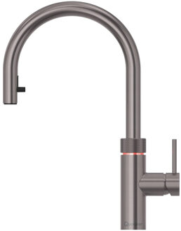 Quooker Flex Round Keukenkraan - Kokend - Warm & Koud Water - Uittrekbare Slang - Kindveilige Dubbeldruk - Gunmetal