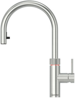 Quooker Flex Round Keukenkraan - Kokend - Warm & Koud Water - Uittrekbare Slang - Kindveilige Dubbeldruk - RVS