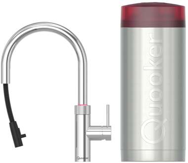Quooker Flex Round Keukenkraan Set - Kokend Warm- en Koud Water - Uittrekbare Slang - Chroom - Inclusief COMBI Reservoir
