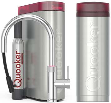 Quooker Flex Round Keukenkraan Set - Kokend Warm- en Koud Water - Uittrekbare Slang - Chroom - Inclusief PRO3 Reservoir & CUBE - Direct Gekoeld Bruisend Water