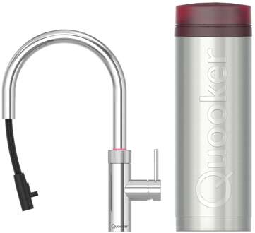 Quooker Flex Round Keukenkraan Set - Kokend Warm- en Koud Water - Uittrekbare Slang - Chroom - Inclusief PRO3 Reservoir