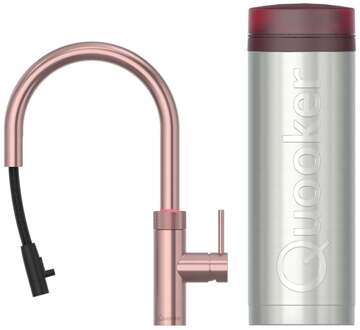Quooker Flex Round Keukenkraan Set - Kokend Warm- en Koud Water - Uittrekbare Slang - Rosé Koper - Inclusief PRO3 Reservoir