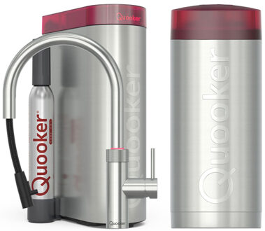 Quooker Flex Round Keukenkraan Set - Kokend Warm- en Koud Water - Uittrekbare Slang - RVS - Inclusief COMBI+ Reservoir & CUBE - Direct Gekoeld Bruisend Water