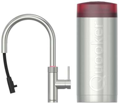 Quooker Flex Round Keukenkraan Set - Kokend Warm- en Koud Water - Uittrekbare Slang - RVS - Inclusief COMBI+ Reservoir