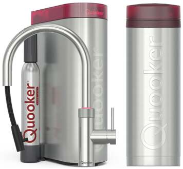 Quooker Flex Round Keukenkraan Set - Kokend Warm- en Koud Water - Uittrekbare Slang - RVS - Inclusief PRO3 Reservoir & CUBE - Direct Gekoeld Bruisend Water