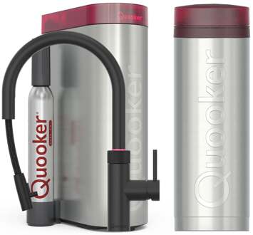 Quooker Flex Round Keukenkraan Set - Kokend Warm- en Koud Water - Uittrekbare Slang - Zwart - Inclusief PRO3 Reservoir & CUBE - Direct Gekoeld Bruisend Water