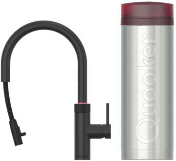 Quooker Flex Round Keukenkraan Set - Kokend Warm- en Koud Water - Uittrekbare Slang - Zwart - Inclusief PRO3 Reservoir