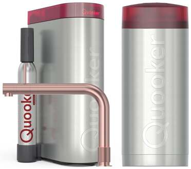 Quooker Front Keukenkraan Set - Kokend Warm- en Koud Water - Rosé Koper - Inclusief COMBI+ Reservoir & CUBE - Direct Gekoeld Bruisend Water