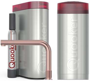 Quooker Front Keukenkraan Set - Kokend Warm- en Koud Water - Rosé Koper - Inclusief COMBI Reservoir & CUBE - Direct Gekoeld Bruisend Water