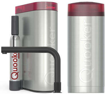 Quooker Front Keukenkraan Set - Kokend Warm- en Koud Water - Zwart - Inclusief COMBI+ Reservoir & CUBE - Direct Gekoeld Bruisend Water