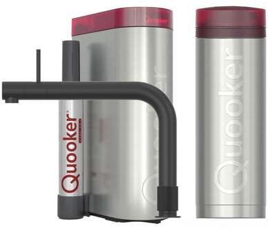 Quooker Front Keukenkraan Set - Kokend Warm- en Koud Water - Zwart - Inclusief PRO3 Reservoir & CUBE - Direct Gekoeld Bruisend Water