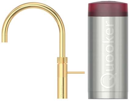 Quooker Fusion Round Keukenkraan Set - Kokend Warm- en Koud Water - Goud - Inclusief COMBI+ Reservoir