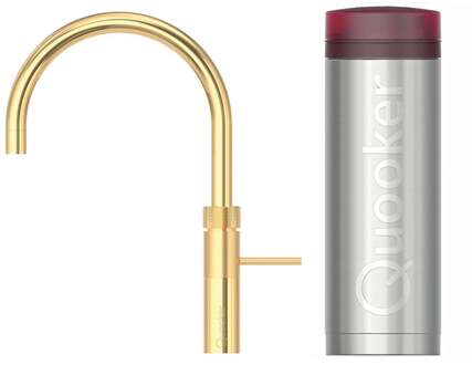 Quooker Fusion Round Keukenkraan Set - Kokend Warm- en Koud Water - Goud - Inclusief PRO3 Reservoir