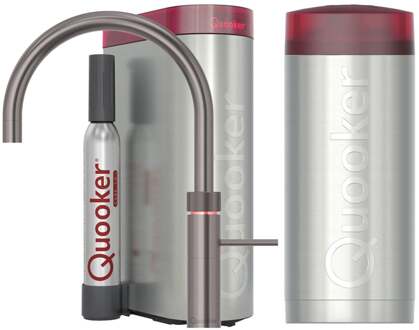 Quooker Fusion Round Keukenkraan Set - Kokend Warm- en Koud Water - Gunmetal - Inclusief COMBI+ Reservoir & CUBE - Direct Gekoeld Bruisend Water
