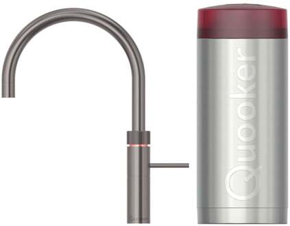 Quooker Fusion Round Keukenkraan Set - Kokend Warm- en Koud Water - Gunmetal - Inclusief COMBI Reservoir