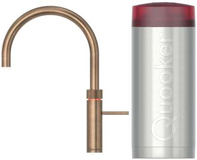 Quooker Fusion Round Keukenkraan Set - Kokend Warm- en Koud Water - Messing Patina - Inclusief COMBI Reservoir