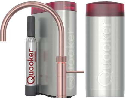 Quooker Fusion Round Keukenkraan Set - Kokend Warm- en Koud Water - Rosé Koper - Inclusief COMBI+ Reservoir & CUBE - Direct Gekoeld Bruisend Water