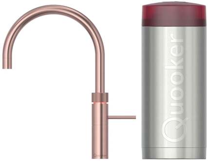 Quooker Fusion Round Keukenkraan Set - Kokend Warm- en Koud Water - Rosé Koper - Inclusief COMBI Reservoir
