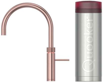Quooker Fusion Round Keukenkraan Set - Kokend Warm- en Koud Water - Rosé Koper - Inclusief PRO3 Reservoir