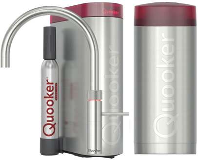 Quooker Fusion Round Keukenkraan Set - Kokend Warm- en Koud Water - RVS - Inclusief COMBI+ Reservoir & CUBE - Direct Gekoeld Bruisend Water
