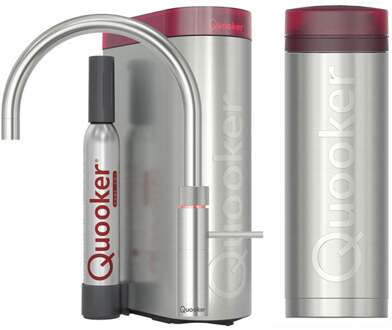 Quooker Fusion Round Keukenkraan Set - Kokend Warm- en Koud Water - RVS - Inclusief PRO3 Reservoir & CUBE - Direct Gekoeld Bruisend Water
