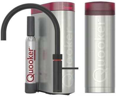 Quooker Fusion Round Keukenkraan Set - Kokend Warm- en Koud Water - Zwart - Inclusief PRO3 Reservoir & CUBE - Direct Gekoeld Bruisend Water