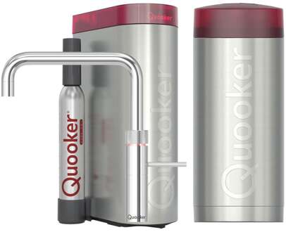 Quooker Fusion Square Keukenkraan Set - Kokend Warm- en Koud Water - Chroom - Inclusief COMBI Reservoir & CUBE - Direct Gekoeld Bruisend Water