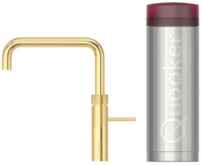 Quooker Fusion Square Keukenkraan Set - Kokend Warm- en Koud Water - Goud - Inclusief PRO3 Reservoir