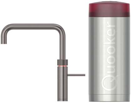 Quooker Fusion Square Keukenkraan Set - Kokend Warm- en Koud Water - Gunmetal - Inclusief COMBI+ Reservoir