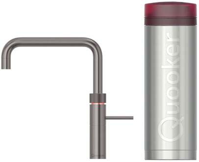 Quooker Fusion Square Keukenkraan Set - Kokend Warm- en Koud Water - Gunmetal - Inclusief PRO3 Reservoir