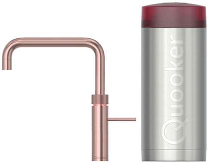 Quooker Fusion Square Keukenkraan Set - Kokend Warm- en Koud Water - Rosé Koper - Inclusief COMBI+ Reservoir