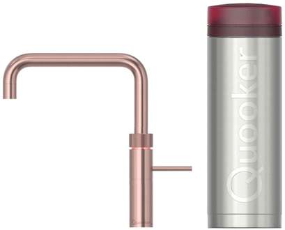 Quooker Fusion Square Keukenkraan Set - Kokend Warm- en Koud Water - Rosé Koper - Inclusief PRO3 Reservoir