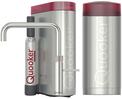 Quooker Fusion Square Keukenkraan Set - Kokend Warm- en Koud Water - RVS - Inclusief COMBI Reservoir & CUBE - Direct Gekoeld Bruisend Water