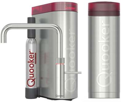 Quooker Fusion Square Keukenkraan Set - Kokend Warm- en Koud Water - RVS - Inclusief PRO3 Reservoir & CUBE - Direct Gekoeld Bruisend Water
