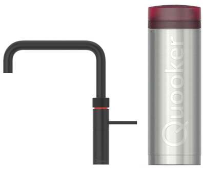 Quooker Fusion Square Keukenkraan Set - Kokend Warm- en Koud Water - Zwart - Inclusief PRO3 Reservoir