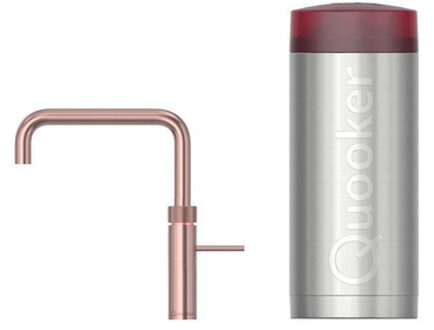Quooker Fusion Square kokendwaterkraan - draaibare uitloop - Combi reservoir - Warm / kokend water - Rosé koper 22FSRCO