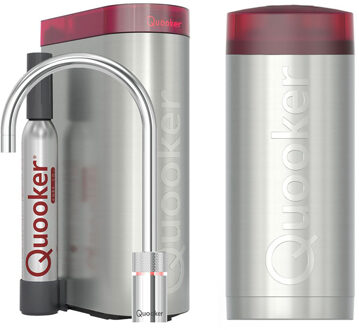Quooker Nordic Round Kokendwaterkraan Single Tap Set - Kokend Water - Chroom - Inclusief COMBI Reservoir & CUBE - Direct Gekoeld Bruisend Water