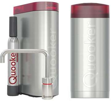 Quooker Nordic Square Kokendwaterkraan Single Tap Set - Kokend Water - Chroom - Inclusief COMBI Reservoir & CUBE - Direct Gekoeld Bruisend Water