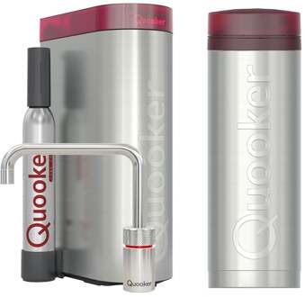 Quooker Nordic Square Kokendwaterkraan Single Tap Set - Kokend Water - Chroom - Inclusief PRO3 Reservoir & CUBE - Direct Gekoeld Bruisend Water