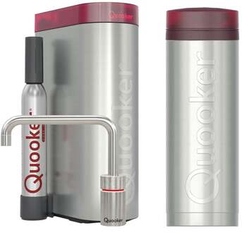 Quooker Nordic Square Kokendwaterkraan Single Tap Set - Kokend Water - RVS - Inclusief PRO3 Reservoir & CUBE - Direct Gekoeld Bruisend Water