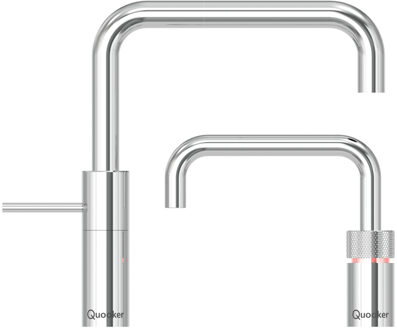 Quooker Nordic Square Twintaps kokendwaterkraan - draaibare uitloop - Combi+ reservoir - Warm / kokend water - Chroom 22+NSCHRTT