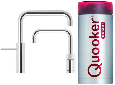 Quooker Nordic Square Twintaps met Combi + Boiler Chroom Quooker