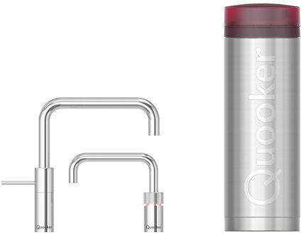 Quooker PRO3 Twintap Nordic Square Chroom Kokendwaterkraan Zilver
