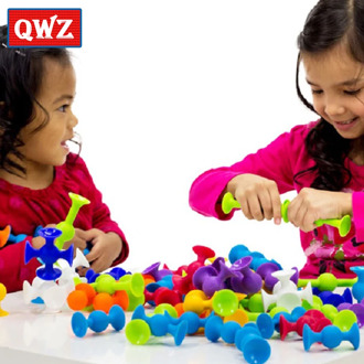 QWZ Soft Building Blocks kids DIY Pop Squigz Sucker Funny Silicone Block Model Construction Toys Creative Gifts For Children Boy