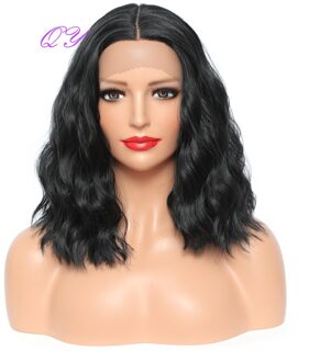 Qy 12 Inch Lace Front Pruik Ombre Green Bob Rechte Synthetische Pruiken Voor Vrouwen Cosplay Of Dagelijkse Pruiken 9