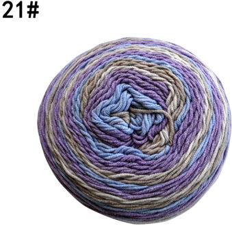 Qzlknit 250G/Bal Regenboog Katoenen Garen Segment Verven 5 Strengen Van Melk Katoenen Garen Diy Hand Gebreide Sjaal sofa Kussen Taart Garen nummer 21