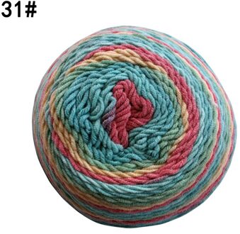 Qzlknit 250G/Bal Regenboog Katoenen Garen Segment Verven 5 Strengen Van Melk Katoenen Garen Diy Hand Gebreide Sjaal sofa Kussen Taart Garen nummer 31