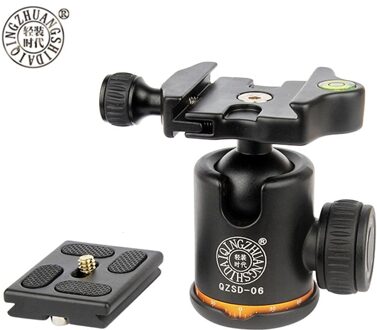 QZSD Q06 Professionele Camera Statief 360 graden Bal Koppen met Quick Release Plate 1/4 "Schroef 3/8" schroef moer voor Camera Statief