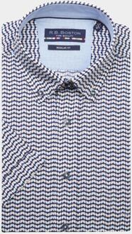 R.b. boston casual hemd korte mouw regular fit 416670/613 Blauw - XL